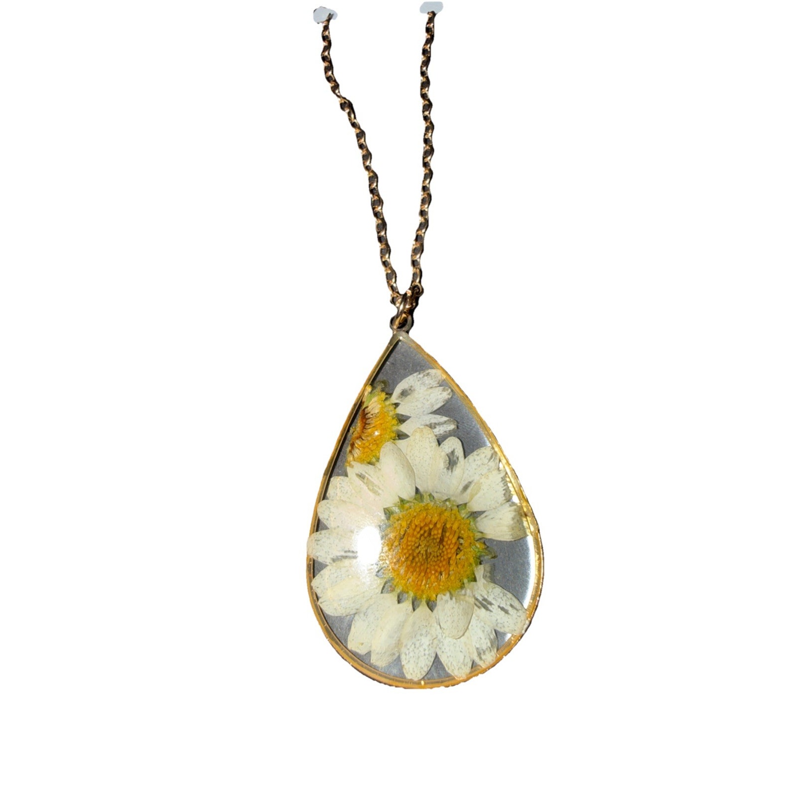Nwt Loves Me Loves Me Not Daisy Teardrop Pendant Gold Tone Necklace